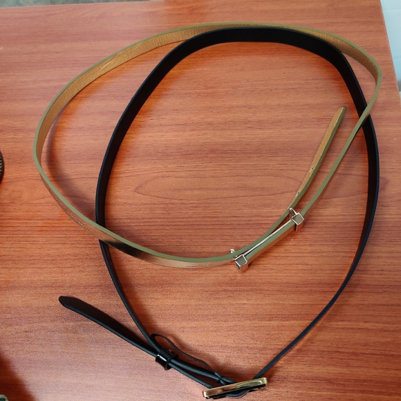 Thin set 2 belts gold & Black thin Patten leather - Picture 7 of 7